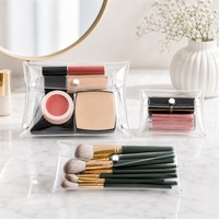 Pochette cosmétique plate transparente en PVC personnalisée, sac en PVC transparent pour le voyage, maquillage, cadeau, promotion, emballage cosmétique personnalisé en PVC