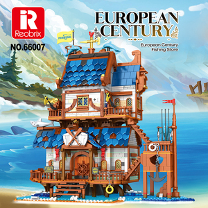 Reobrix 66007 Ensemble de blocs de construction 2450 pièces avec éclairage LED, modèle de <span class=keywords><strong>maison</strong></span> de pêcheur en bord de mer, grande boutique de pêche européenne du XIXe siècle - Product Image 2