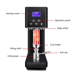 55mm Automatic Milk Tea Shop Beverage Sealing Machine Can Drink Bottle Sealer Aluminum Beer Cola Can Sealing Machine 220V 370W