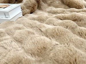 Bán buôn tùy chỉnh mềm Vua Kích thước đồng bằng đôi lớp tóc dài Fluffy <span class=keywords><strong>2ply</strong></span> bong bóng thỏ giả lông ném chăn - Product Image 4