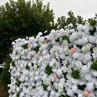 Dinding Bunga Mawar Hydrangea 3D Edisi Deluxe Kustom untuk Latar Belakang Pernikahan, Kain Peony Campuran untuk Dekorasi Pesta Pernikahan Luar Ruangan