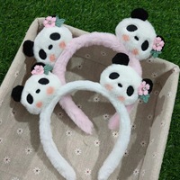 Aksesori rambut bunga Panda lucu, hiasan kepala kartun mewah Cuci wajah klip tekanan rambut kreatif perjalanan anti selip