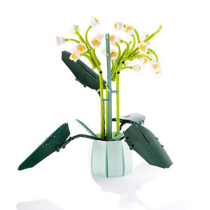 Zuanma Lily of the Valley Plastic <b>Building</b> <b>Block</b> Model 101-2 High Simulation Potted Plant Ornament for Girls Birthday Gift - Product Image 1