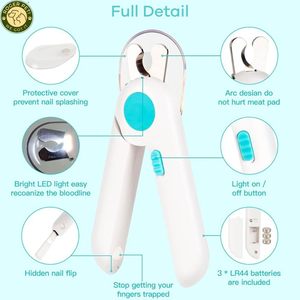 KingHon Multifunctional Modern Design Electric Led Light Transparent Baffle Pet Nail Trimmer Cat Grooming Tool - Product Image 3