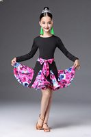Robe de danse latine à manches longues pour filles, costume de performance Samba Chacha Rumba Jazz pour l'entraînement et la compétition