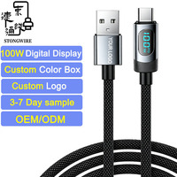 Cable de Carga Rápida USB-A Tipo-C de 100W con Pantalla Digital, Conductor de Cobre Puro, Aleación de Aluminio y Nylon Trenzado, PD 3.0 para Computadora y Cámara