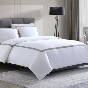 Ensemble de housse de <span class=keywords><strong>couette</strong></span> en satin de coton blanc certifié OEKO-TEX, ultra doux, haute densité, 60s 300TC, motif géométrique, luxe - Product Image 6