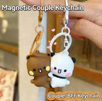 Pendentif Couple Bubu et Dudu, Jouets Poupées Kawaii, Mignons Ours Panda de Dessin Animé, Porte-clés, Pendentif de Sac à Dos