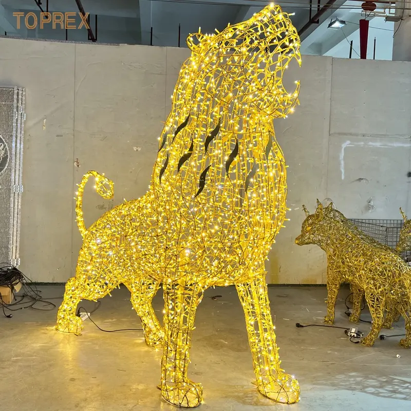 새로운 거대한 장식 문자열 방수 대형 3D Led 동물 사자 조각 밤 사자 조명 크리스마스 공원 디스플레이