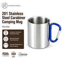 Mug de camping HC Wholesale en acier inoxydable 201, 280 ml, double paroi brossée, résistant aux chutes, pour l'extérieur, OEM ODM, usine, lot de 5 pièces