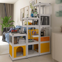 Rak Penyimpanan Baja Modular 2-in-1 & Furnitur Bersama Manusia-Hewan Peliharaan |   Rak Tempat Tidur Hewan Peliharaan DIY untuk Penggunaan Rumah & Komersial