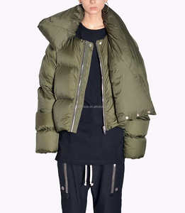 Veste matelassée à bouton-pression pour femme unisexe Veste de motard vert Veste <span class=keywords><strong>et</strong></span> manteau en duvet Jkt à col entonnoir <span class=keywords><strong>noir</strong></span> pour hommes - Product Image 2
