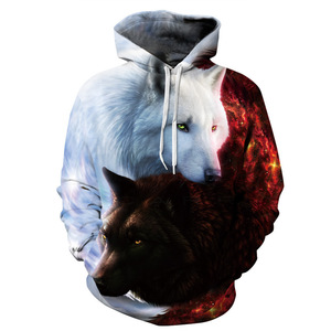 Felpa con Cappuccio da Uomo con Stampa 3D di Lupo, 100% Poliestere, Pullover Streetwear per Stampa Personalizzata - Product Image 6