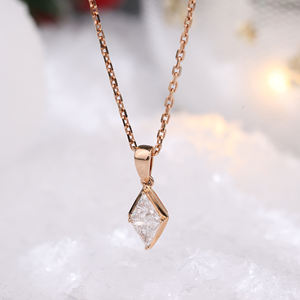 Colgantes de joyería de diamantes naturales de oro rosa de 18 quilates de alta calidad OEM/ODM, diseño de forma de rombo, magnífica entrega rápida para cumpleaños - Product Image 3