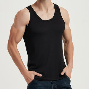 Chaleco de seda fría acanalado para hombre, ropa interior de verano para capas, camiseta sin mangas deportiva con tirantes cruzados, blanca, fina, de moda, talla grande - Product Image 5