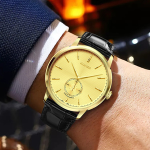 Reloj de pulsera para hombre, mecánico, de cuerda manual, con logotipo personalizado OEM, piel de cocodrilo, ETA7001, estilo vintage, caja dorada simple de 40 mm, relojes de negocios - Product Image 2