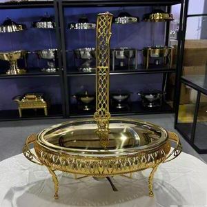 Réchaud de buffet en verre 2L 3L avec bordure dentelée en acier inoxydable, plateau de service pour hôtel et restaurant, qualité professionnelle - Product Image 2