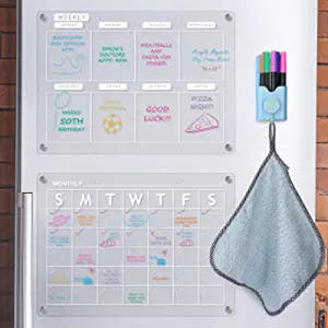 Planificateur réutilisable personnalisé, ensemble de tableau de calendrier magnétique effaçable à sec en acrylique transparent pour réfrigérateur - Product Image 5