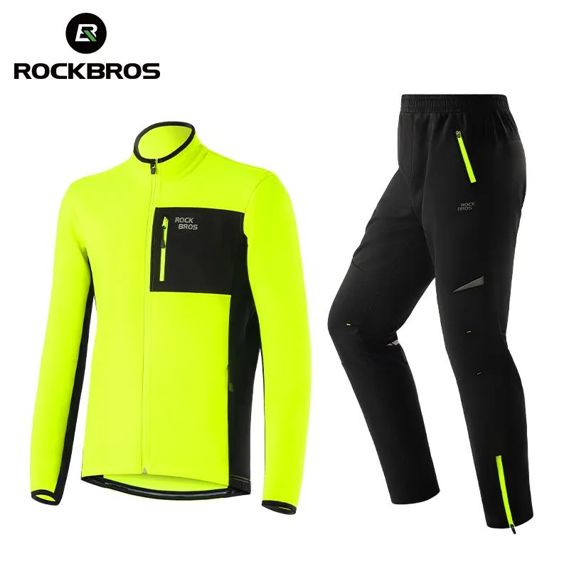 Set di giacche da ciclismo riflettenti da uomo stile ROCKBROS, impermeabili e impermeabili, maglie da bicicletta, pantaloni MTB, tuta da ciclismo