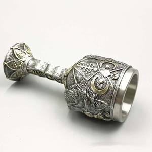 Medieval Vintage mitología nórdica cabeza <span class=keywords><strong>de</strong></span> Lobo copas <span class=keywords><strong>de</strong></span> resina <span class=keywords><strong>de</strong></span> acero inoxidable vampiro Hombre Lobo personalidad Bar gafas - Product Image 5