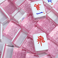 Ensemble de Mahjong en Acrylique Cristal Anti-Fraude Personnalisable de Luxe, Tuiles de Qualité Professionnelle Résistantes à la Décoloration pour Loisirs Intérieurs