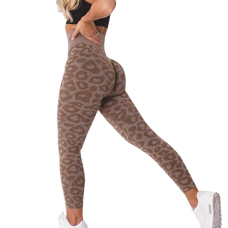 Women Soft Compression High Waist Comfort Slimming Seamless Leopard Fitness Leggings