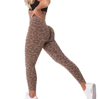 Frauen Soft Compression High Waist Comfort Abnehmen Nahtlose Leopard Fitness Leggings