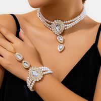 Manna 2pcs indien luxe Vintage mariage collier ensemble perlé strass mariée perle bijoux tour de cou ensemble