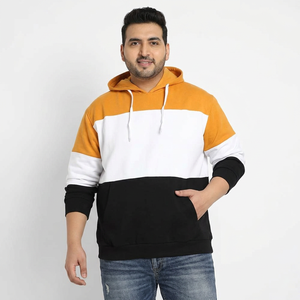 Hoddies Manufacturer Customized Panel Splicing Color <b>Block</b> Uneven Patchwork Thick 420g Half Zip Blank Oversized Winter Digital - Product Image 1