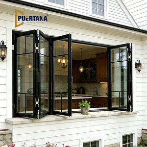 Ventanas Plegables de Aluminio Estilo Americano para Cocina, Ventanas Bi-Plegables de Aluminio para Casa - Product Image 1