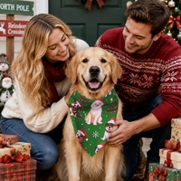 Bandana de Noël OEM ODM pour animaux de compagnie, en tissu doux, écharpe triangulaire réutilisable, bavoir de Noël pour chien, idéal pour les fêtes et la décoration photo.