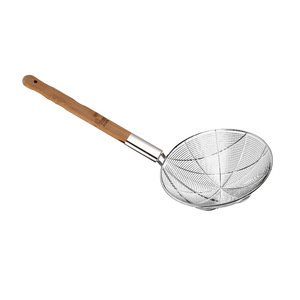 Stainless Steel <b>Strainer</b> With Wooden Handle Large Noodle Spoon Non Magnetic Kitchen <b>Colander</b> For Cooking - Product Image 2