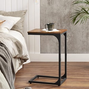 Walnut-colored Side Table With Metal <b>Frame</b> Multifunction Laptop Stand For Living Room Bedroom Use - Product Image 2