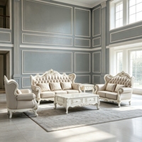 Europäisches Klassisches Geschnitztes Massivholz-Sofa-Set Luxuriöses Echtleder Wohnzimmer Villa Heim-Möbel Sofa