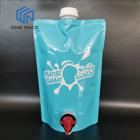Personnalisé Aseptic1.5L 3L 5L 7L pliable en plastique café vin boisson liquide boissons jus de pomme bec verseur sac avec robinet vanne papillon
