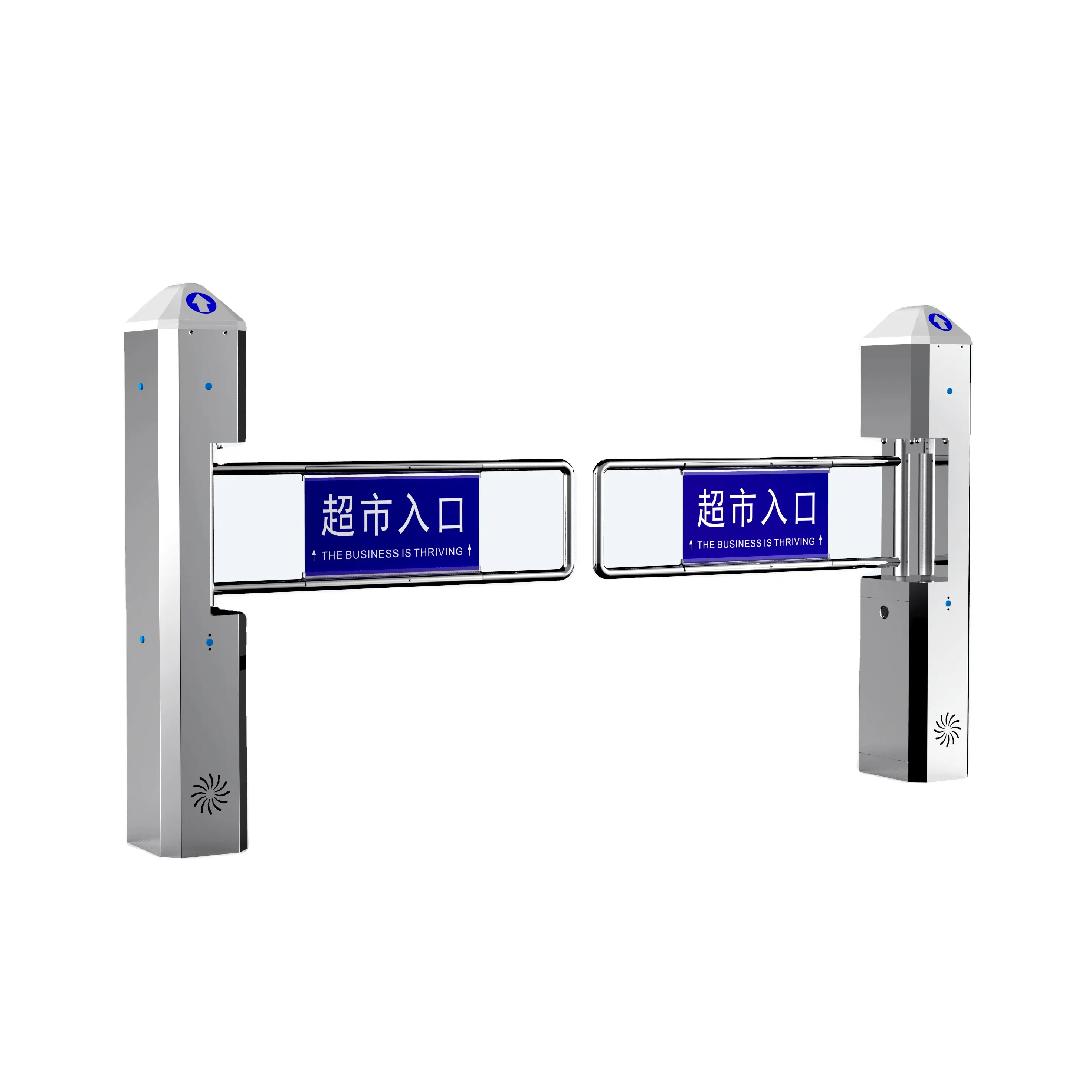 Supermarket Entrance Safety Manual Turnstile 2 Poles Gate, Automatic Park Store Security Entrance Free Open Two Poles Swing Gate