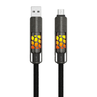 Kabel Data USB Type-C 4-in-1 240W dengan Lampu Ambient Gradien, Pengisian Cepat 5A, Desain Kepang Ramah Lingkungan, Kompatibel dengan Kamera