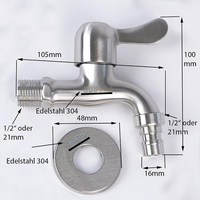 Robinet de jardin Bibcocks, robinet mural chromé, robinet de jardin extérieur, robinet de salle de bain, robinet utilitaire pour la lessive