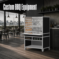 Barbecue à charbon de bois commercial en acier inoxydable pour l'extérieur avec chariot