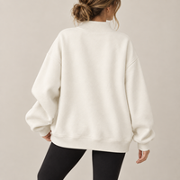 Sweat-shirt surdimensionné à col montant en coton épais avec patch brodé et pois, en molleton doux gris pour femme