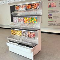 Présentoir en métal pour magasin de bonbons Présentoir en vrac pour aliments, noix, céréales, céréales, gondole, présentoir de sélection et de mélange avec conteneur pour aliments