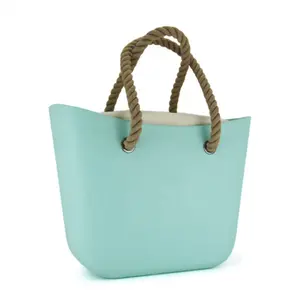 Kadınlar renkli bahar yaz Tote çanta EVA Fairybag alışveriş plaj su geçirmez omuzdan askili çanta