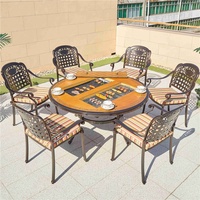 Table de jardin ronde moderne avec barbecue électrique pour barbecue coréen, idéale pour villas et hôtels