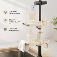 Support de rangement en plastique pour évier, avec égouttoir pour torchons et porte-savon éponge, modèle populaire