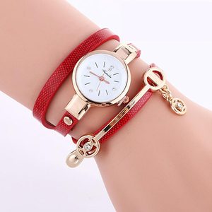 Cadeau parfait Punk femmes cadran doré cuir chaîne Wrap analogique Quartz montre-bracelet Bracelet dames montre femmes - Product Image 3