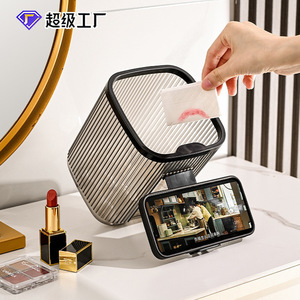 Mini Desktop Trash Can <b>Rectangle</b> Transparent 4L Open Indoor Waste <b>Bin</b> Modern Minimalist Style - Product Image 5