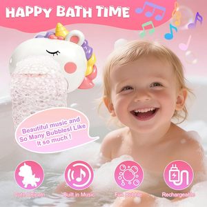 Machine à bulles de bain rechargeable EPT en forme de licorne avec musique pour les tout-petits, jouets de bain automatiques pour bébé - Product Image 4