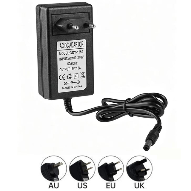 Wall Plug Adapter 60W 12V/24V 5A AC to DC High Efficiency Universal Plug for Laptop Desktop TV