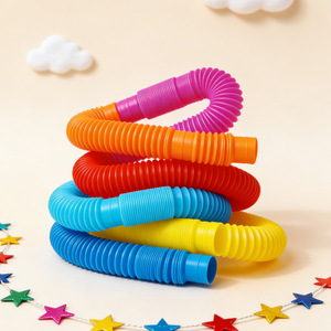 Pop Tubes Telescopic <b>Rainbow</b> Corrugated Tube Fidget Toy for Stress Relief Decompression Unisex Plastic 2-4 Years - Product Image 2