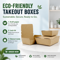 Conteneur alimentaire à emporter personnalisé en kraft biodégradable, conteneur en papier pour la restauration rapide à emporter